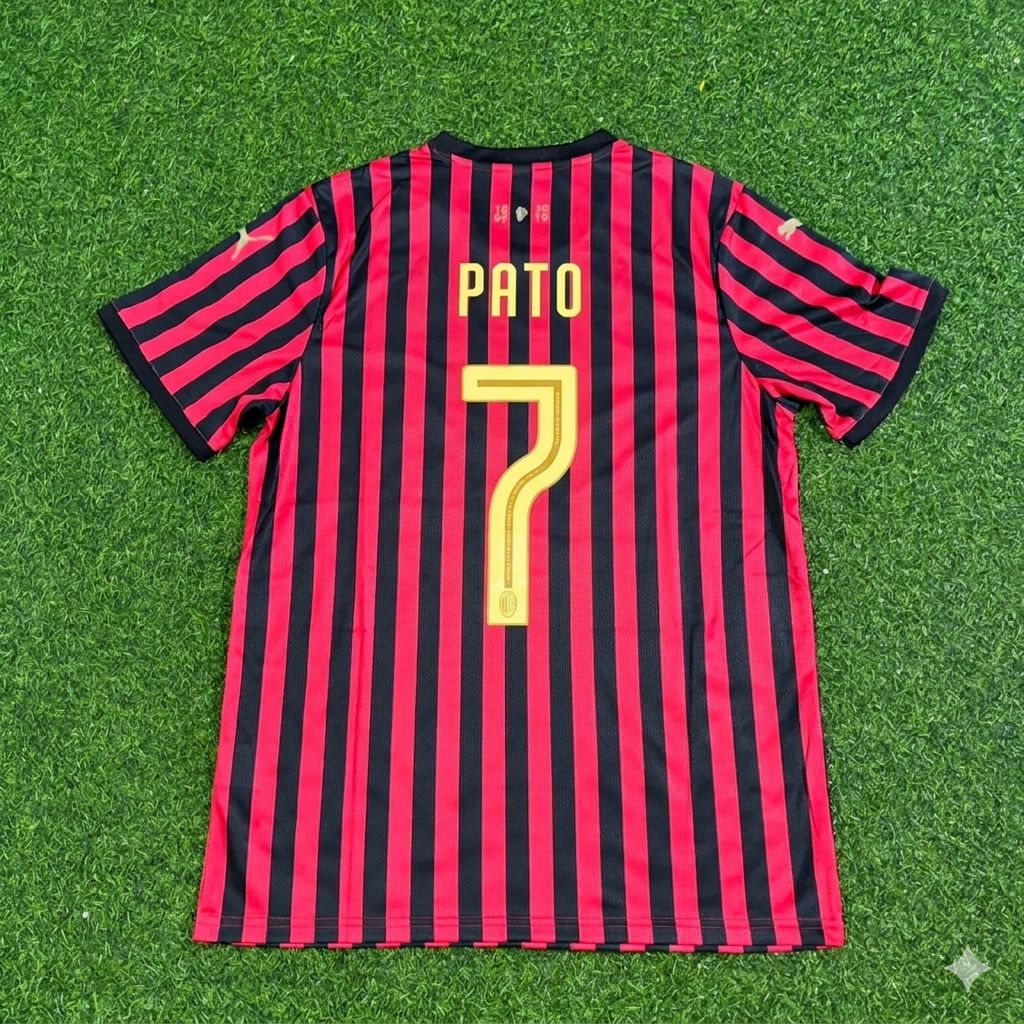 Alexandre Pato AC Milan 120th Anniversary Special Golden Retro Football Jersey – Back View