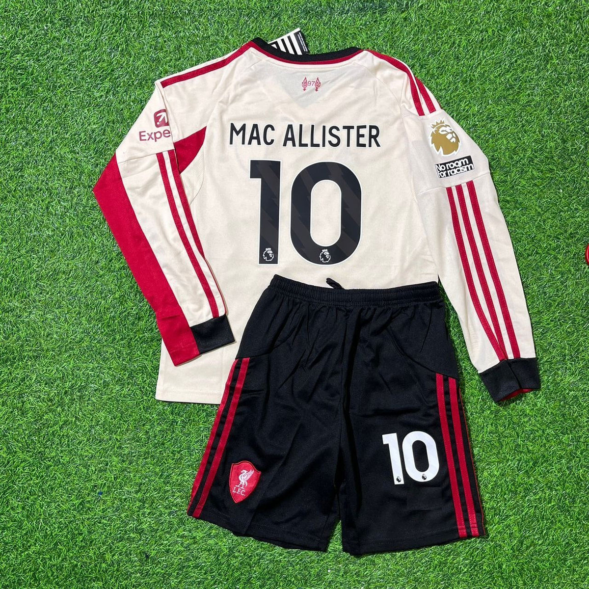Liverpool 2025 New Season Kids Long Sleeve Football Jersey – Alexis Mac Allister – Back View