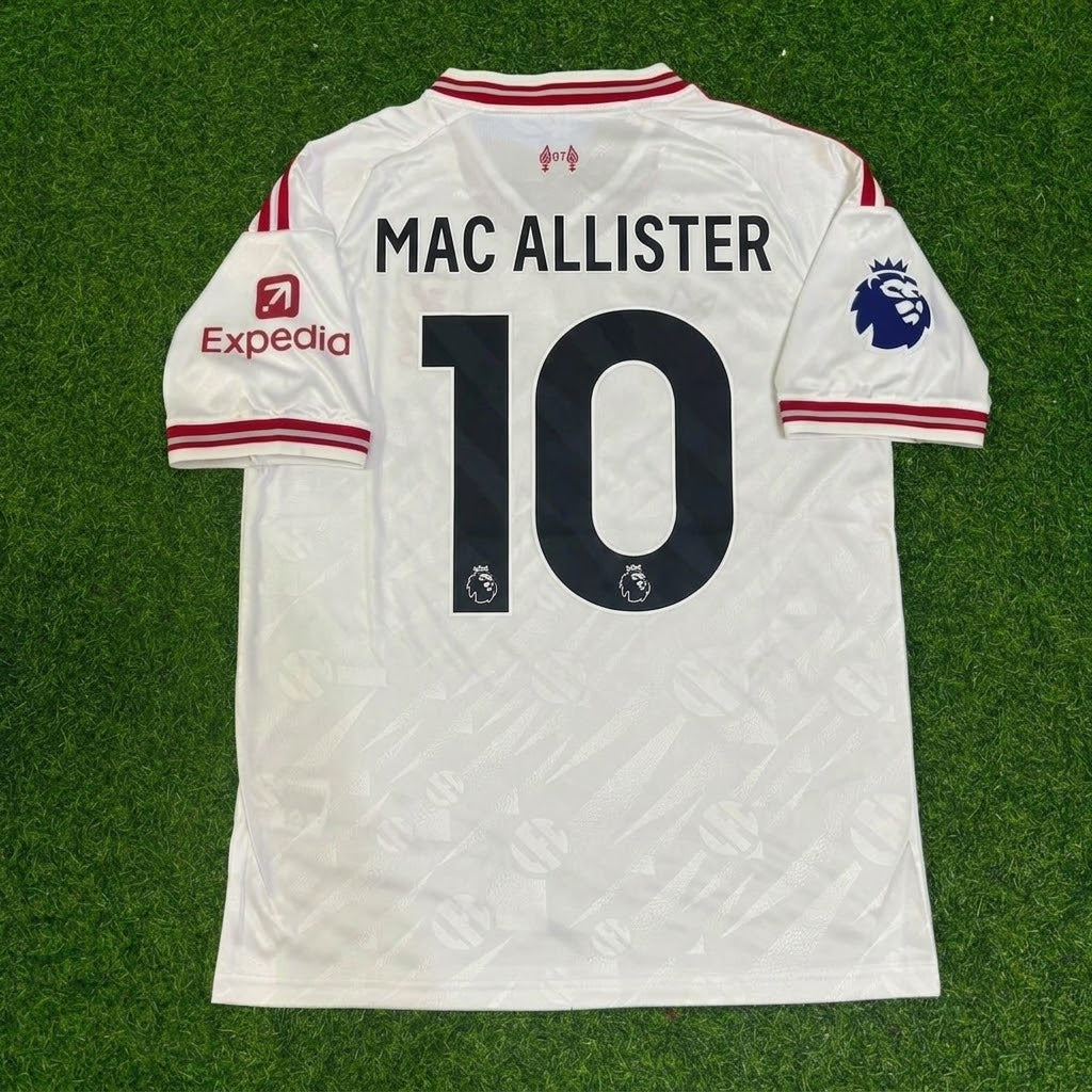 Liverpool New Season 2027 White Away Football Jersey – Alexis Mac Allister #10 – Back View