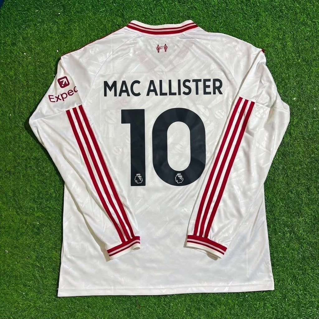Alexis Mac Allister #10 Liverpool 2027 New Season Long Sleeve Away White Football Jersey – Back View