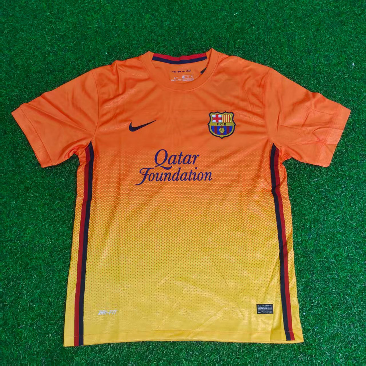 2012 Alexis Sanchez 9 Barcelona 2013 Orange Retro Football Jersey – Front View