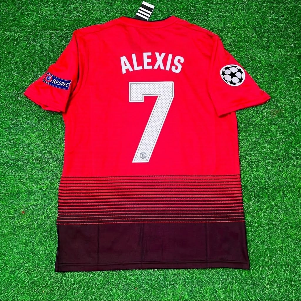 Alexis Sanchez #7 Manchester United 2018/2019 Season Home Red Retro Football Jersey – Back View