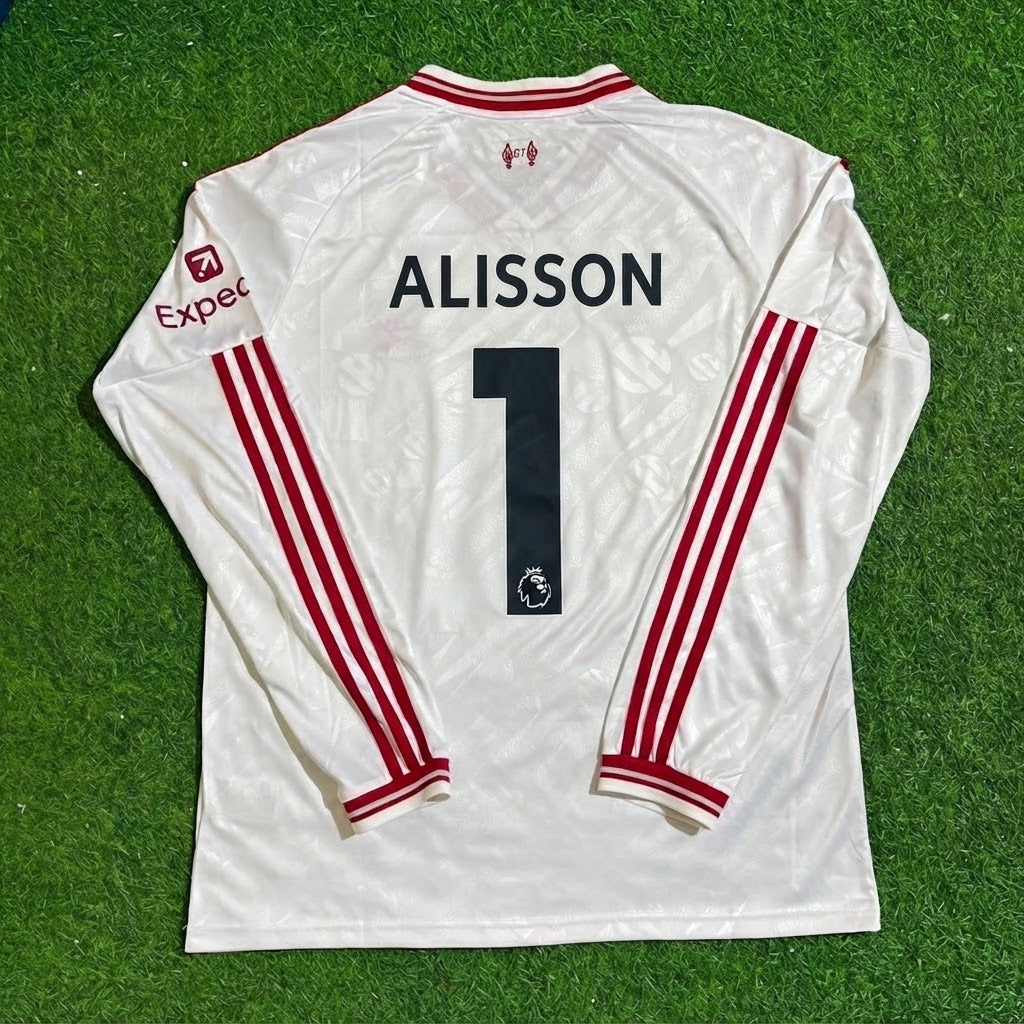 Alisson #1 Liverpool 2027 New Season Long Sleeve Away White Football Jersey – Back View
