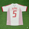 2002 Turkey Türkiye World Cup Alpay Ozalan White Retro Football Jersey – Back View