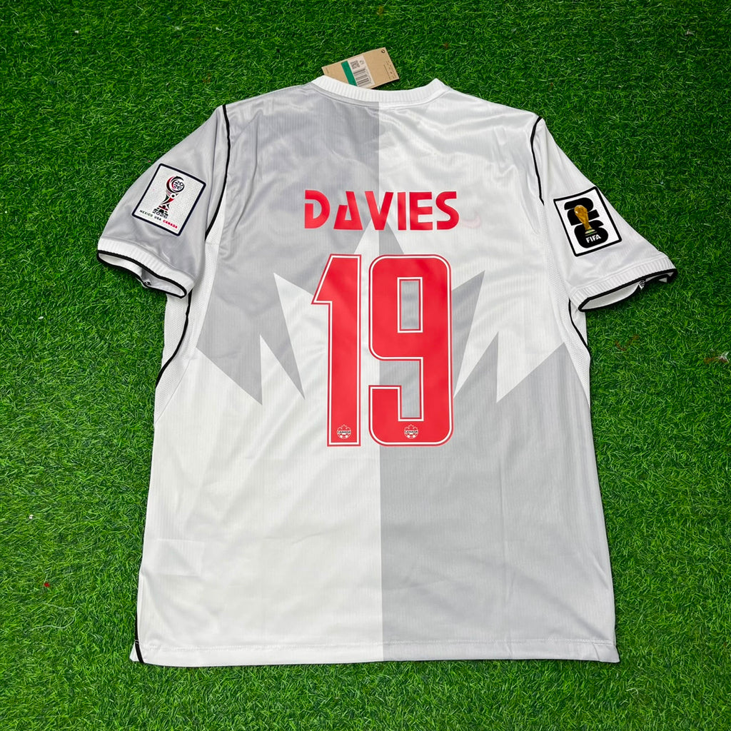 Alphonso Davies Canada 2026 World Cup Away White Football Jersey – Back View