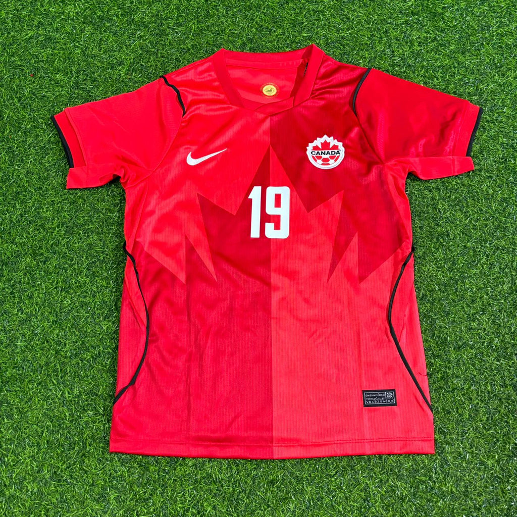 2026 Canada World Cup Alphonso Davies Home Red Football Jersey – Front View