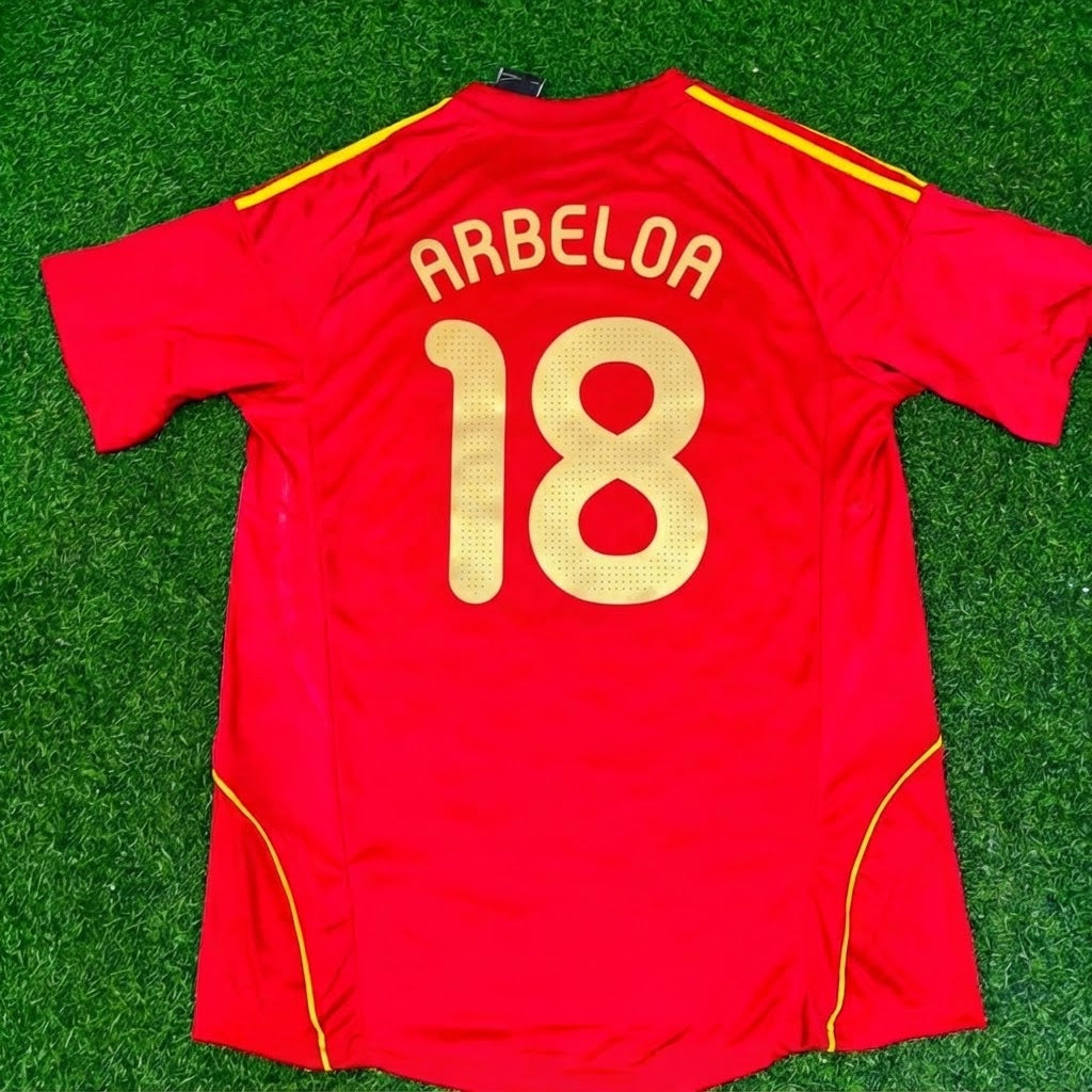 Álvaro Arbeloa #18 Spain EURO 2008 Red Home Retro Football Jersey – Back View
