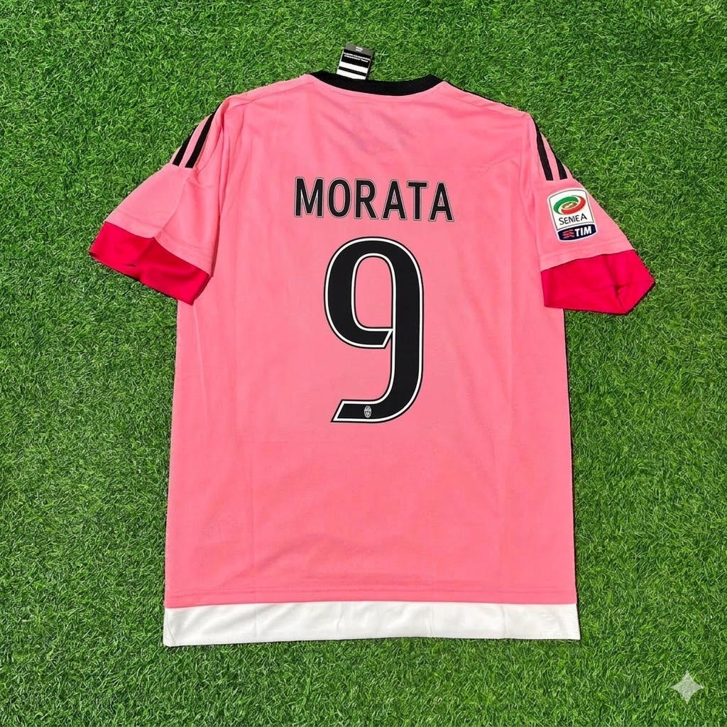 Juventus Retro Pink 2015-2016 Jersey – Alvaro Morata – Back View