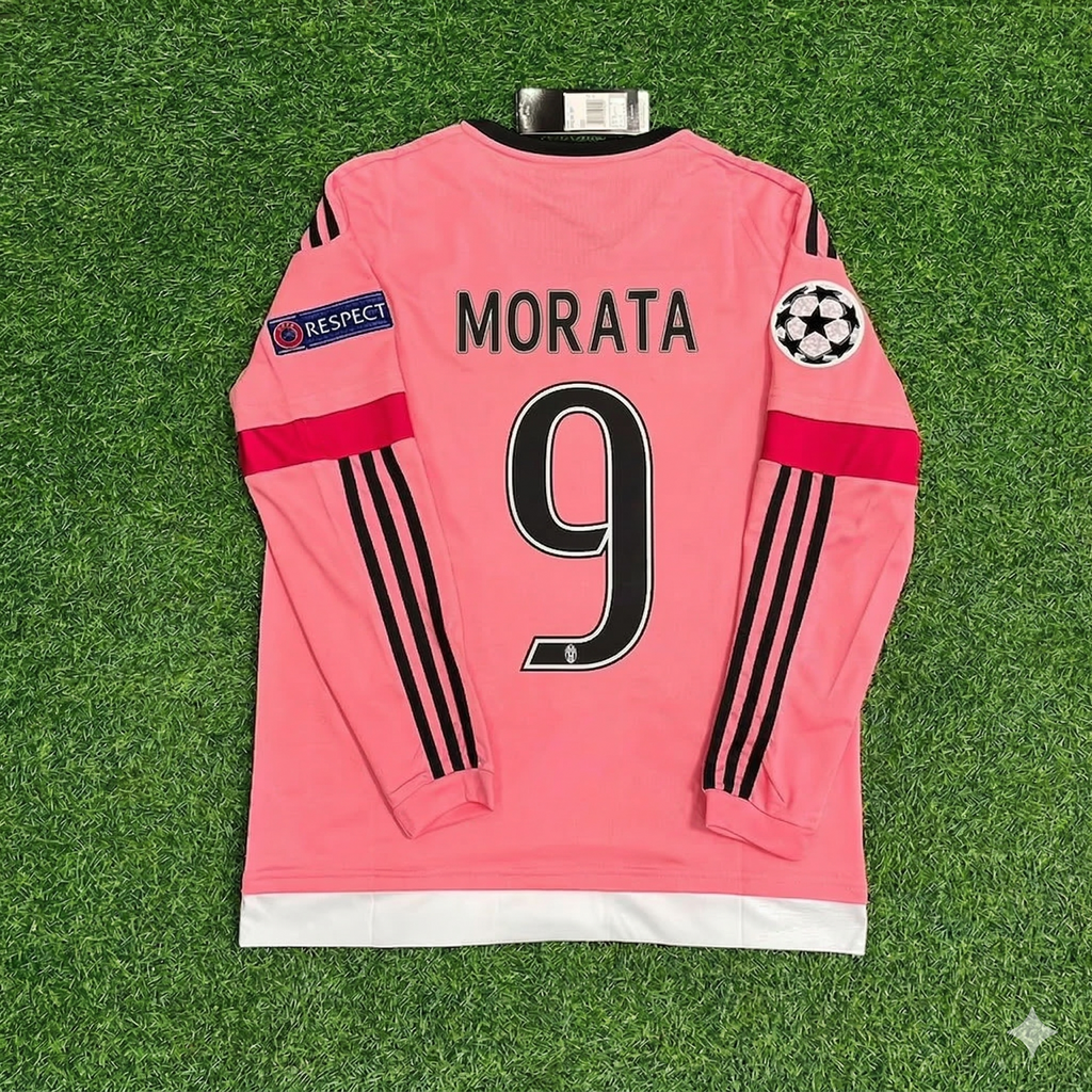 Juventus Pink Retro 2015-2016 Pink Jersey – Alvaro Morata – Back View