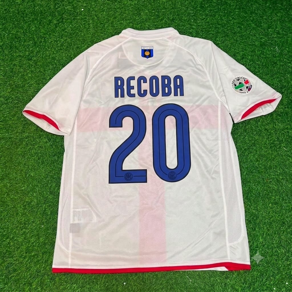 Alvaro Recoba #20 Inter 2007- 2008 Season Away White Red Retro Jersey – Back View