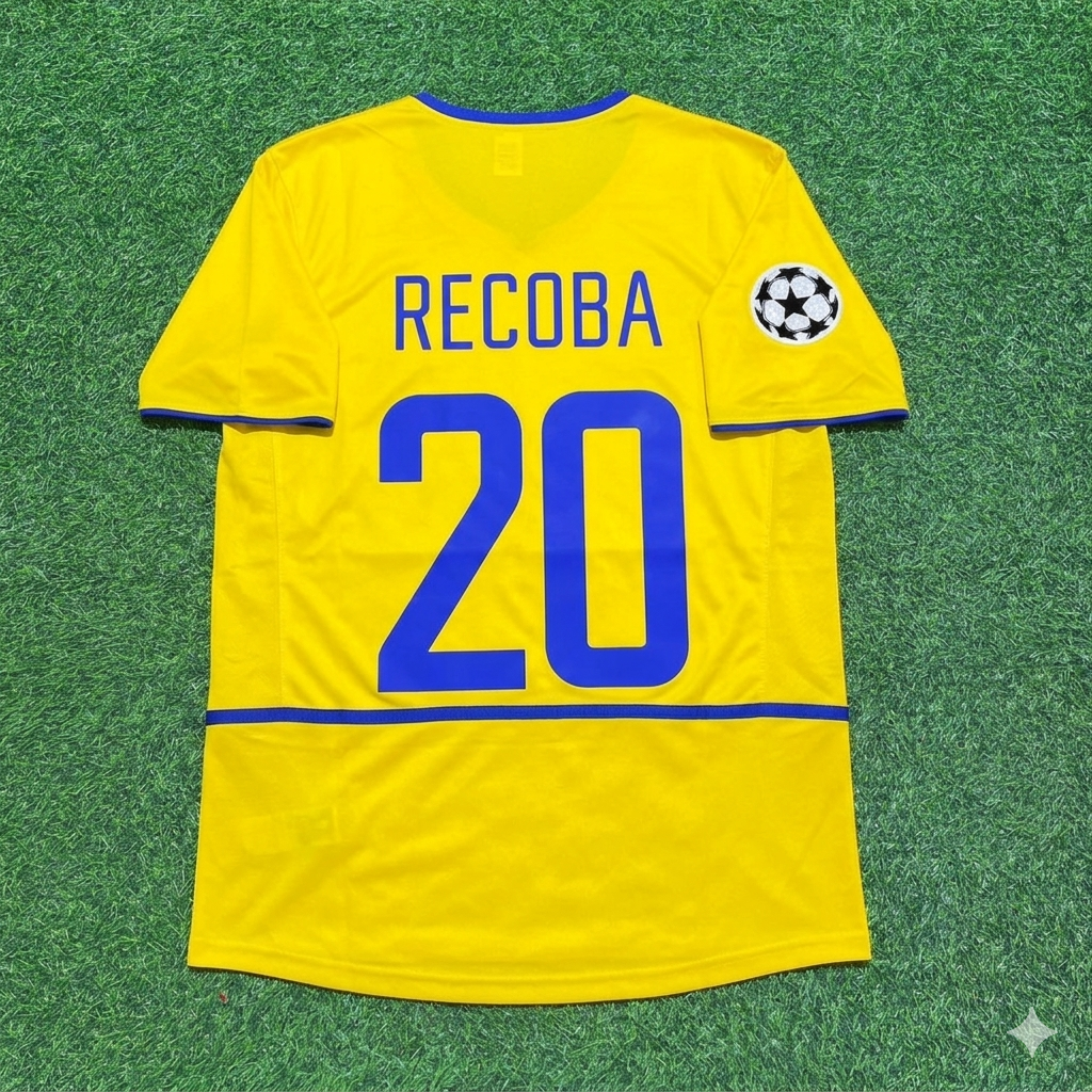 Alvaro Recoba Inter Milan 2002-2003 Yellow Retro Football Jersey – Back View