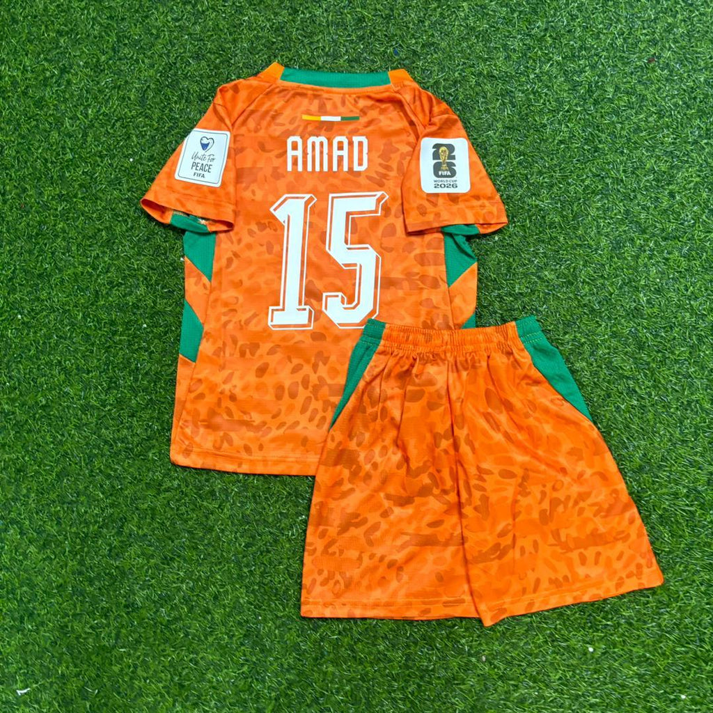 2026 Ivory Coast World Cup Amad Diallo Kids Kit Football Jersey – Back View