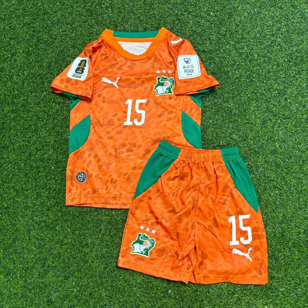 2026 Ivory Coast World Cup Amad Diallo Kids Kit Football Jersey – Front View