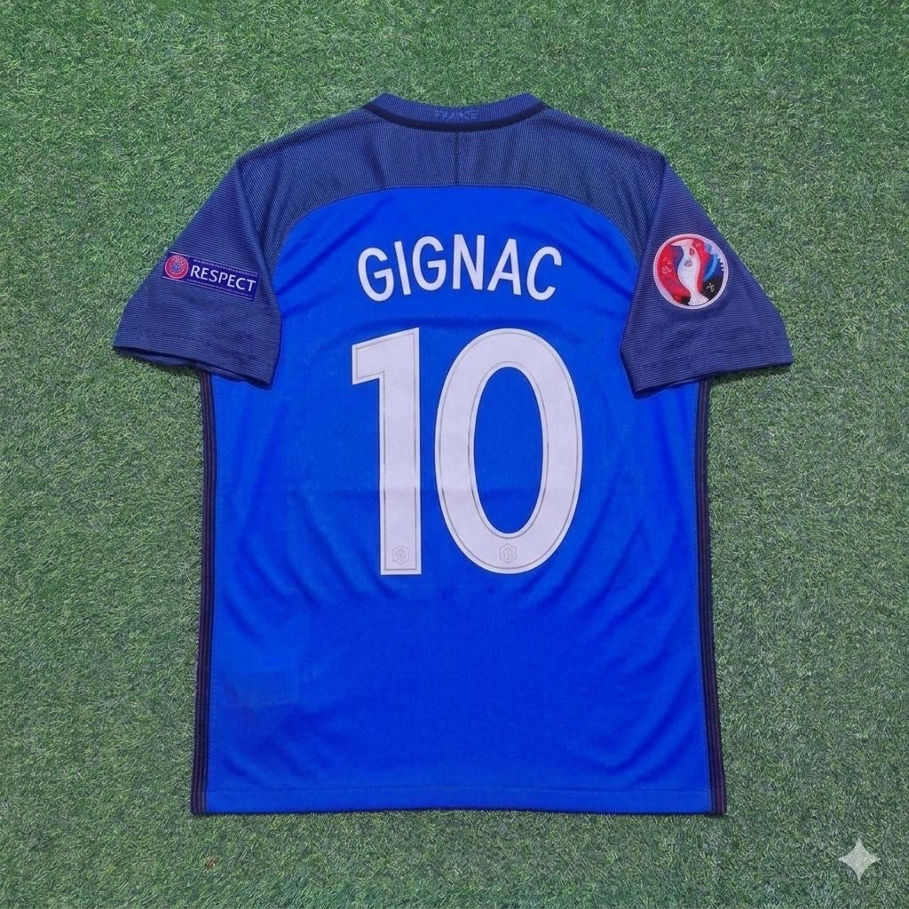 France Euro 2016 Home Retro Football Jersey – André-Pierre Gignac #10 – Back View
