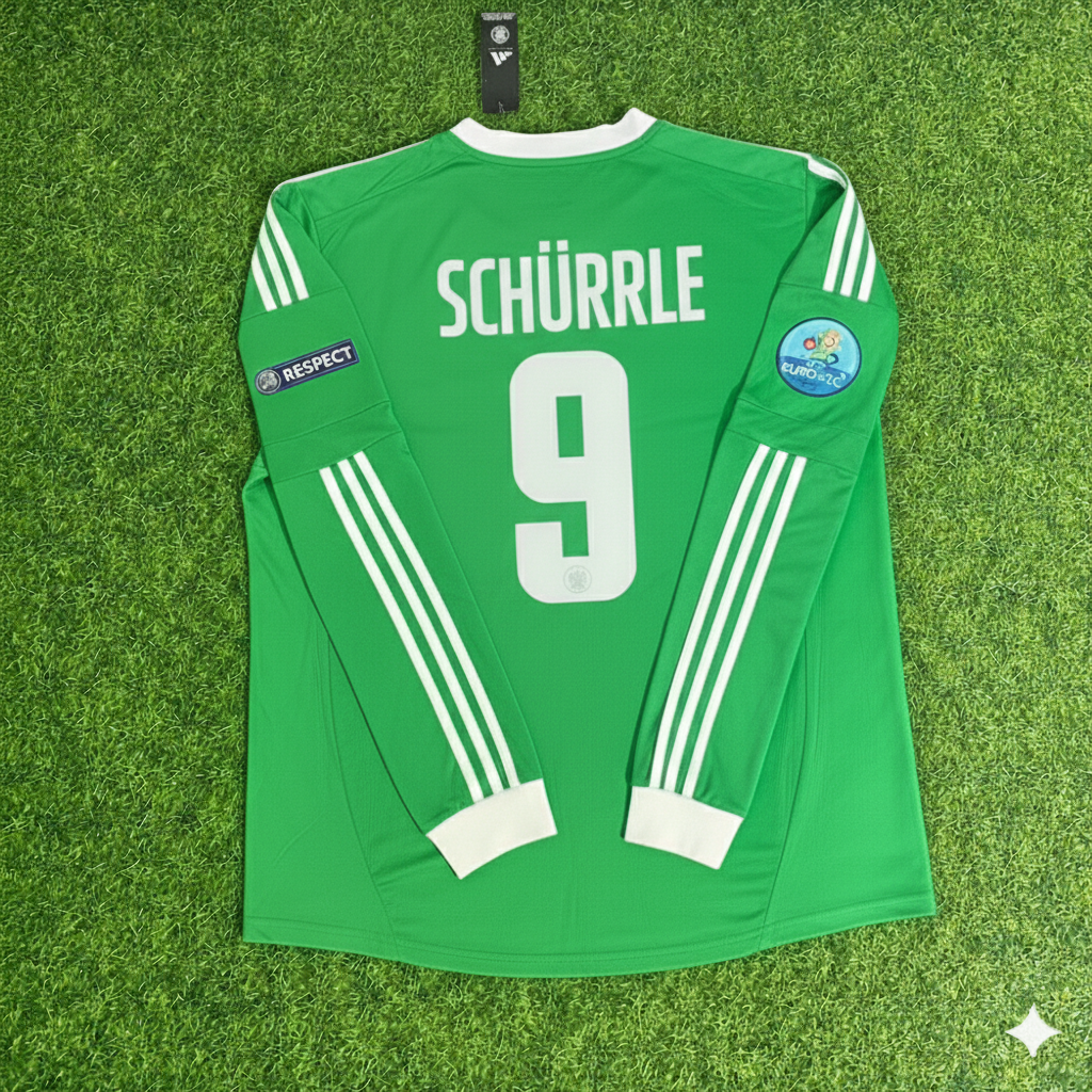 Germany EURO 2012 Long Sleeve Green Retro Football Jersey – Andre Schürrle – Back View