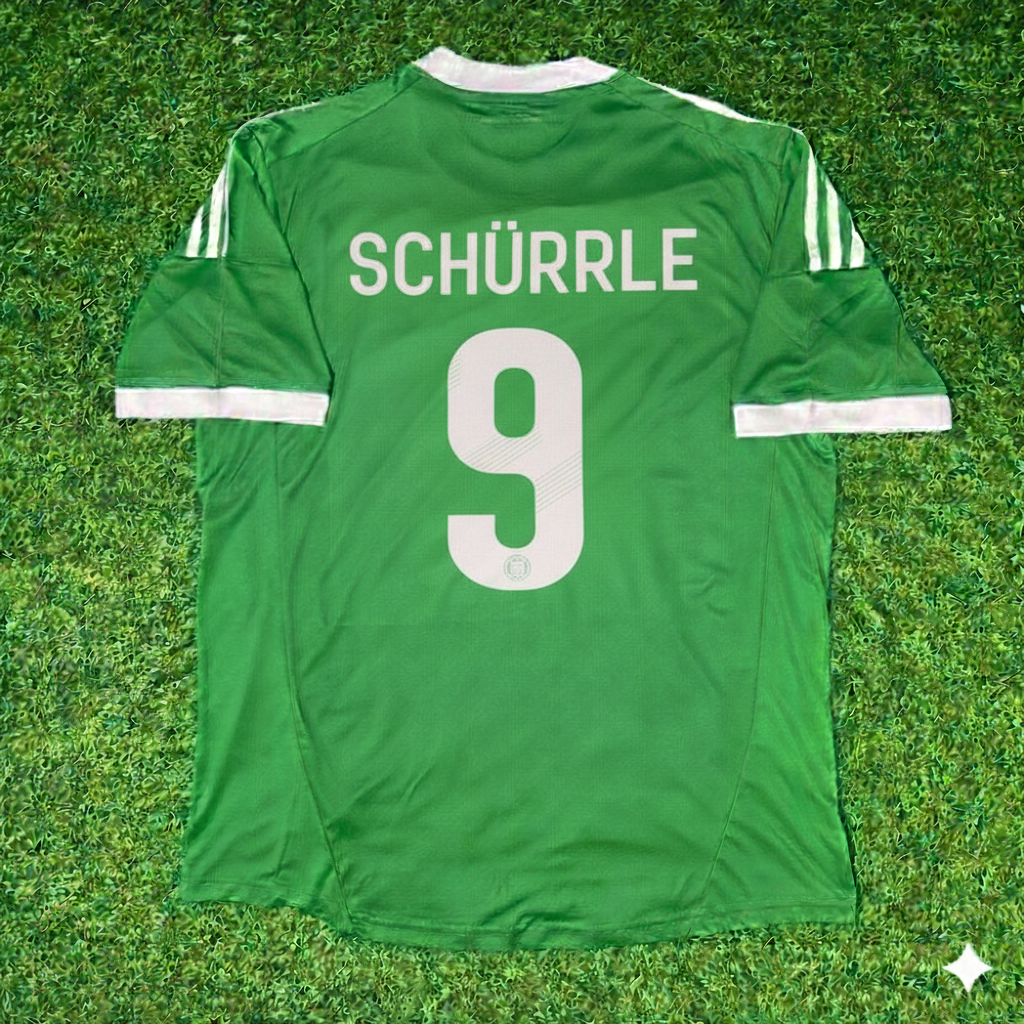 2012 Germany EURO Andre Schürrle Green Retro Football Jersey – Back View
