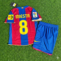 2007/08 Andrés Iniesta 8- Barcelona Retro Kids Football Jersey – Back View