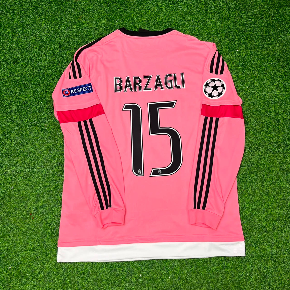 Juventus Pink Retro 2015-2016 Pink Jersey – Andrea Barzagli – Back View