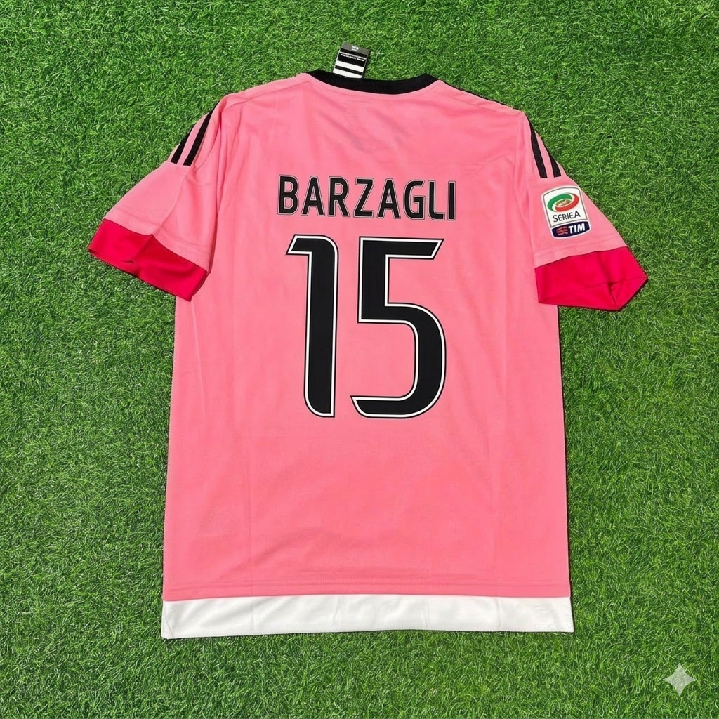Juventus Retro Pink 2015-2016 Jersey – Andrea Barzagli – Back View