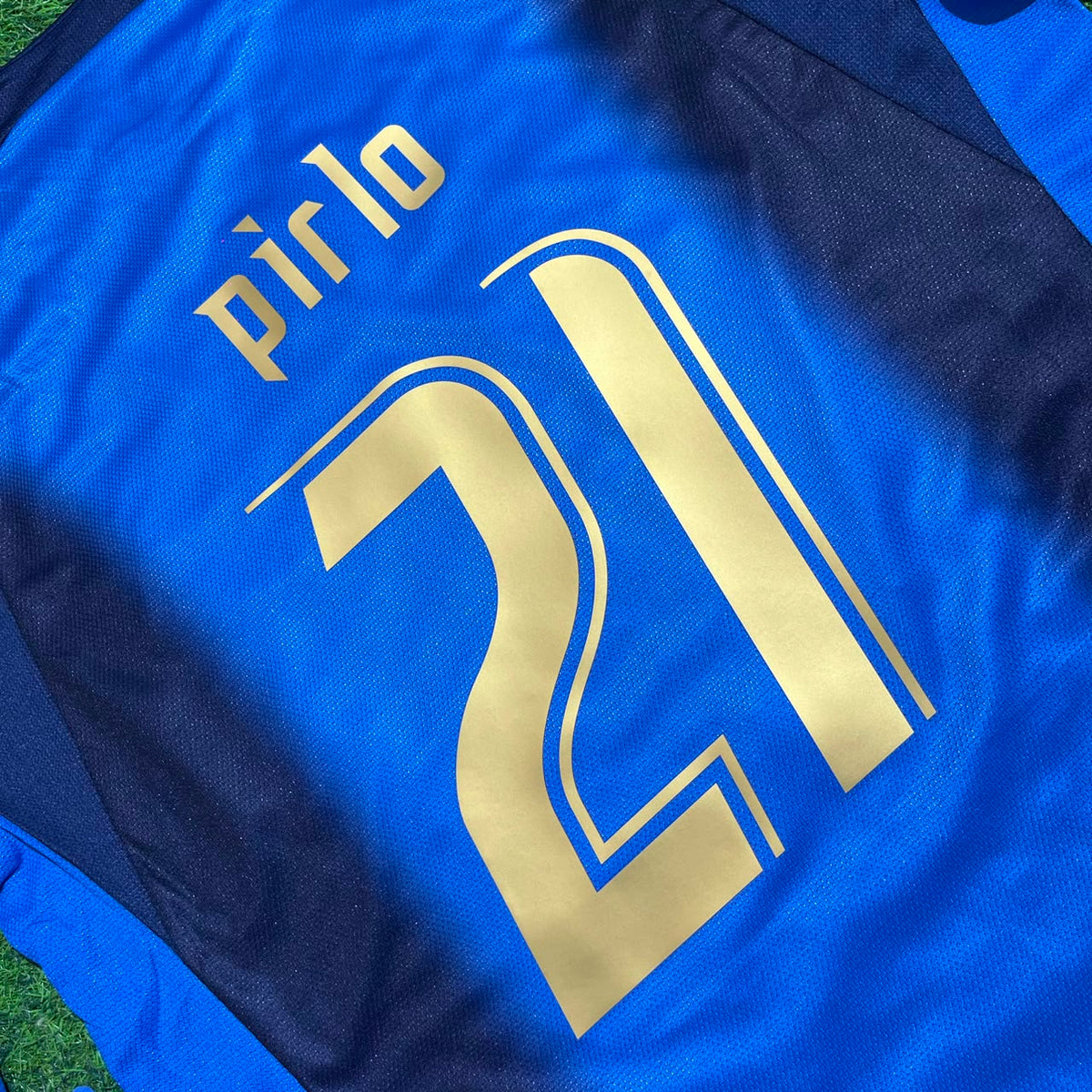 Andrea Pirlo #21 Italy 2006 World Cup Final Long Sleeve Retro Jersey – Detailed View