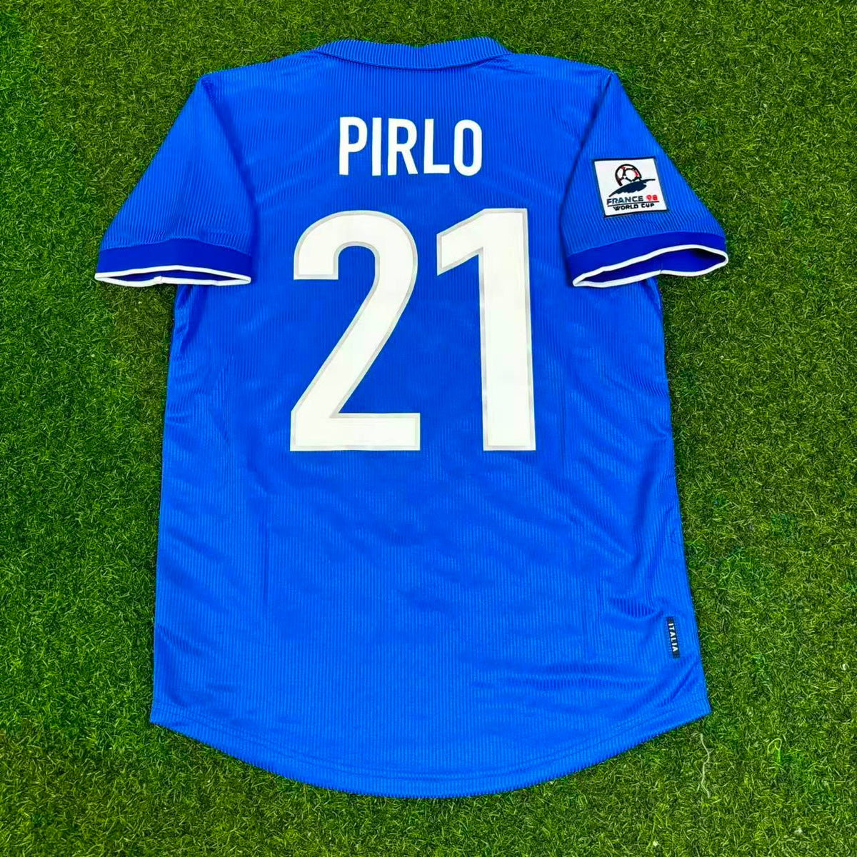 Italy Home Blue Retro Football Jersey – Andrea Pirlo – Back View