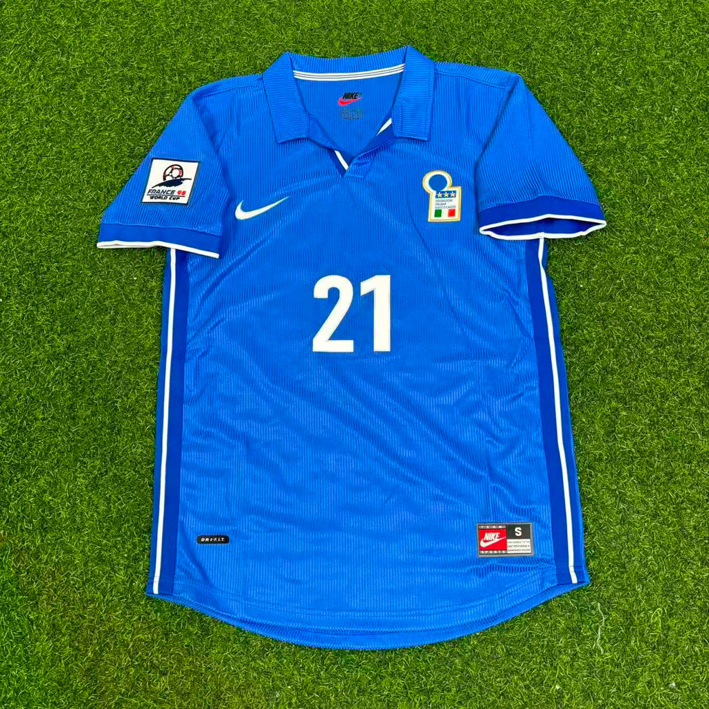 Italy Home Blue Retro Football Jersey – Andrea Pirlo – Front View