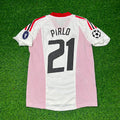 2003 Andrea Pirlo AC Milan Champions League Final White Retro Football Jersey – Back View