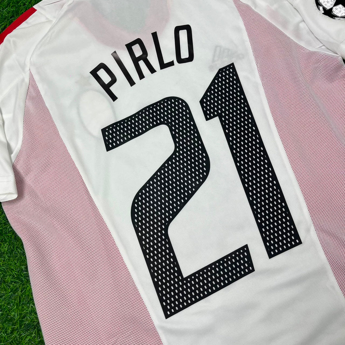 2003 Andrea Pirlo AC Milan Champions League Final White Retro Football Jersey – Detailed View