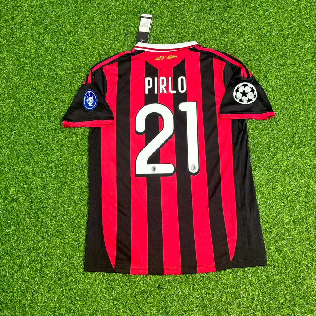 Andrea Pirlo - AC Milan 2009 2010 Red Black Kit Jersey – Back View