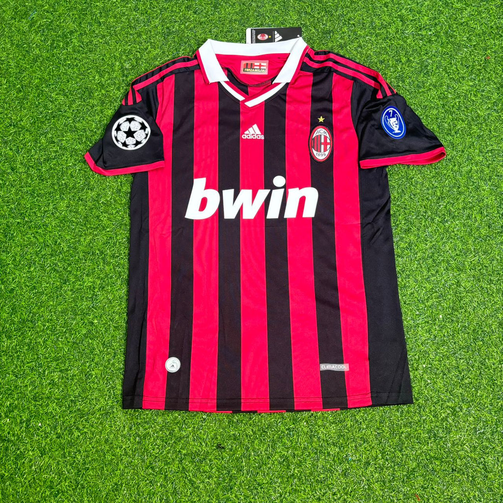 Andrea Pirlo - AC Milan 2009 2010 Red Black Kit Jersey – Front View