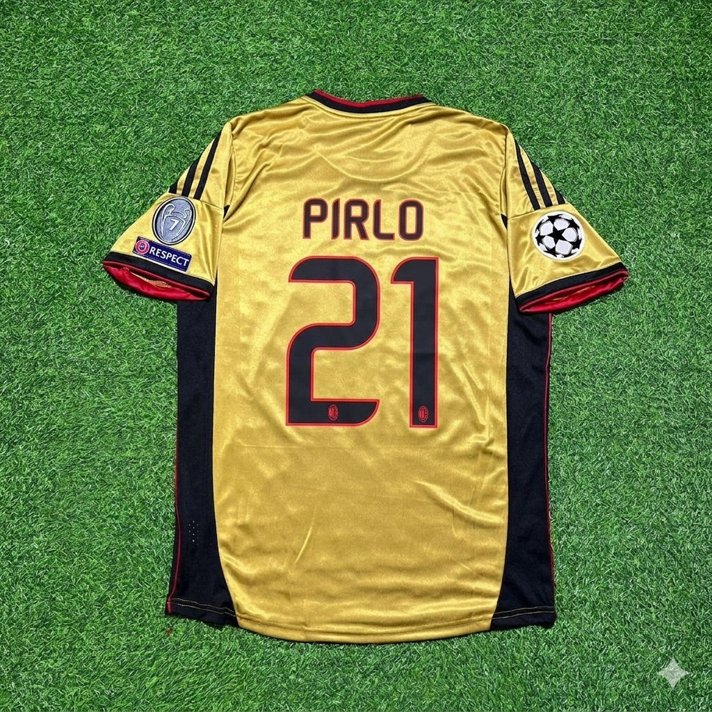 AC Milan Gold Retro Jersey – Andrea Pirlo #21 – Back View