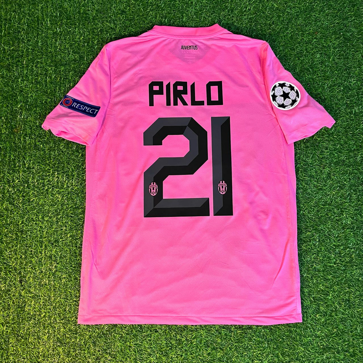 2012 Andrea Pirlo Juventus Pink 2013 Season Retro Football Jersey – Back View
