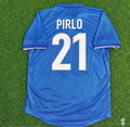 Andrea Pirlo Italy Home Blue Retro Football Jersey – Back View