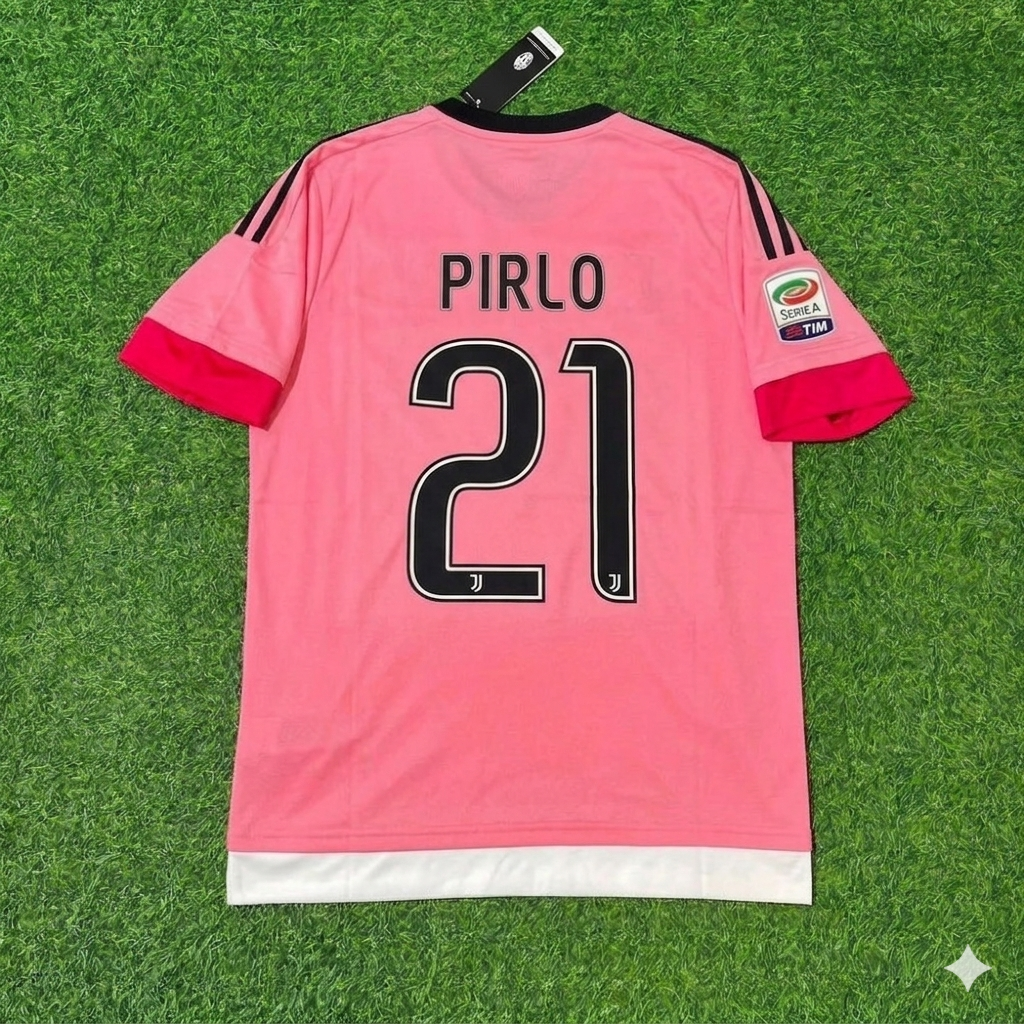 Juventus Retro Pink Jersey – Andrea Pirlo – Back View