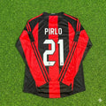 Andrea Pirlo AC Milan 2010-2011 Home Long Sleeve Retro Football Jersey – Back View