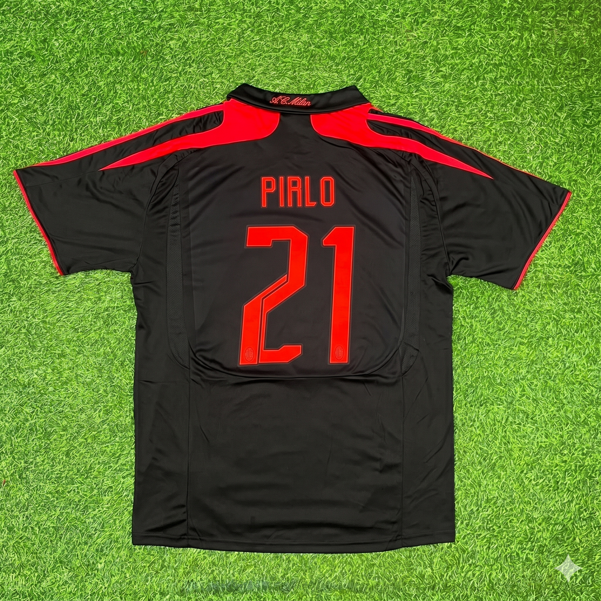 2007/08 Andrea Pirlo AC Milan Black Retro Third Football Jersey – Back View