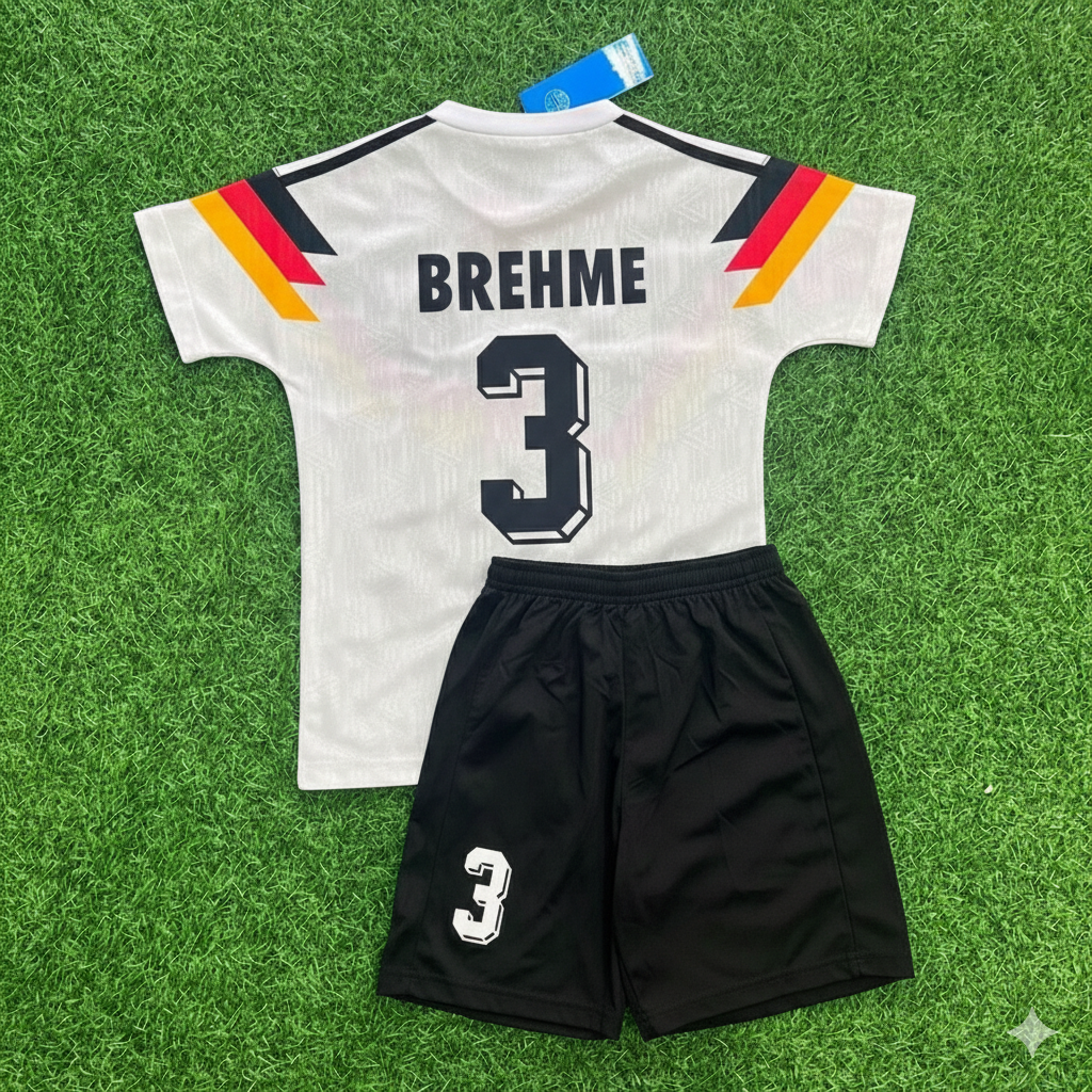 1990 Germany World Cup Andreas Brehme 3- Deutschland Retro Kids Football Jersey - Deutschland Retro Kinder WM 1990 – Back View