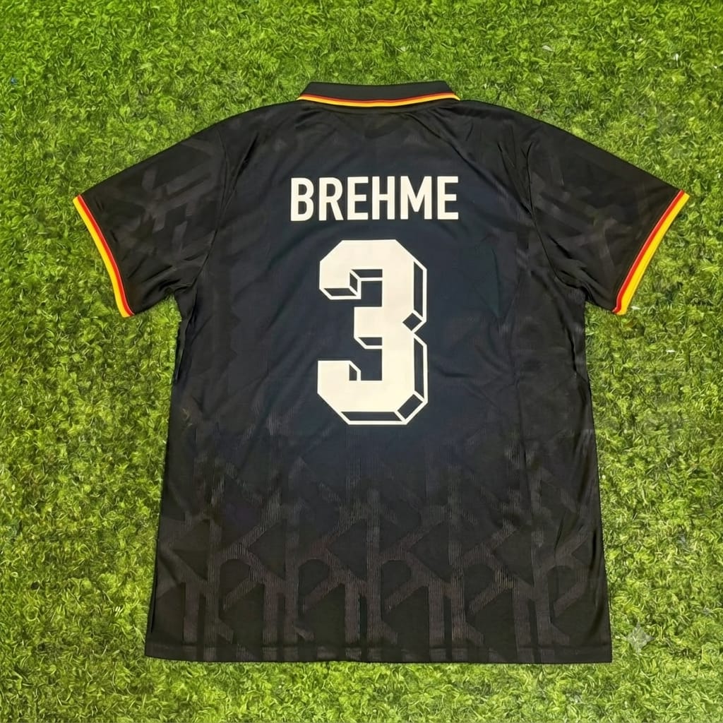 Andreas Brehme Germany Black Polo Retro Commemorative Jersey – Back View