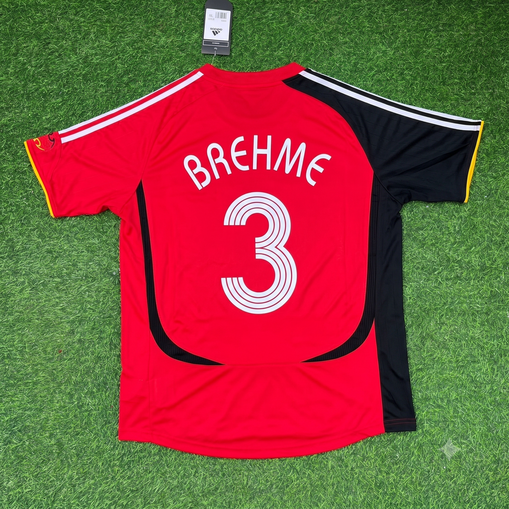 Andreas Brehme Germany Red Black Retro Football Jersey – Back View