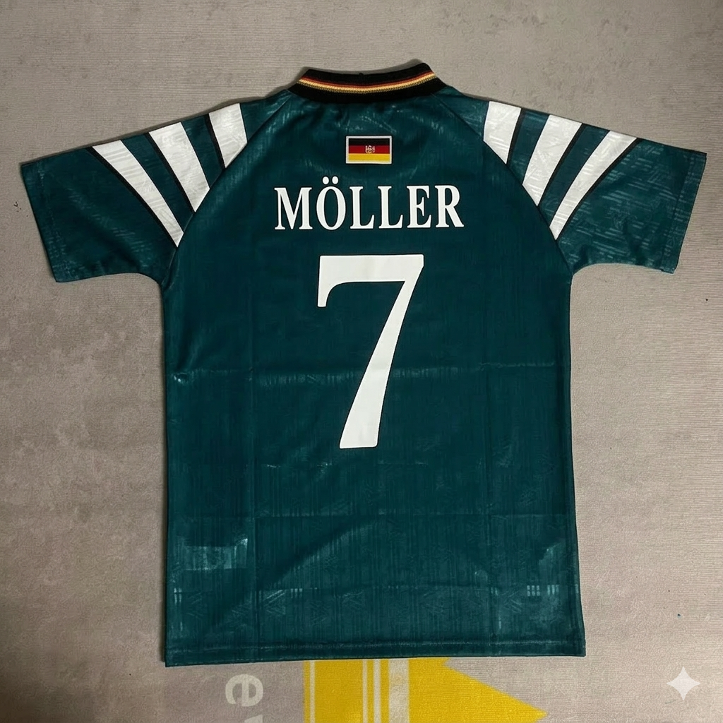 1996 Germany EURO Andreas Möller Deutschland Retro Football Jersey – Back View