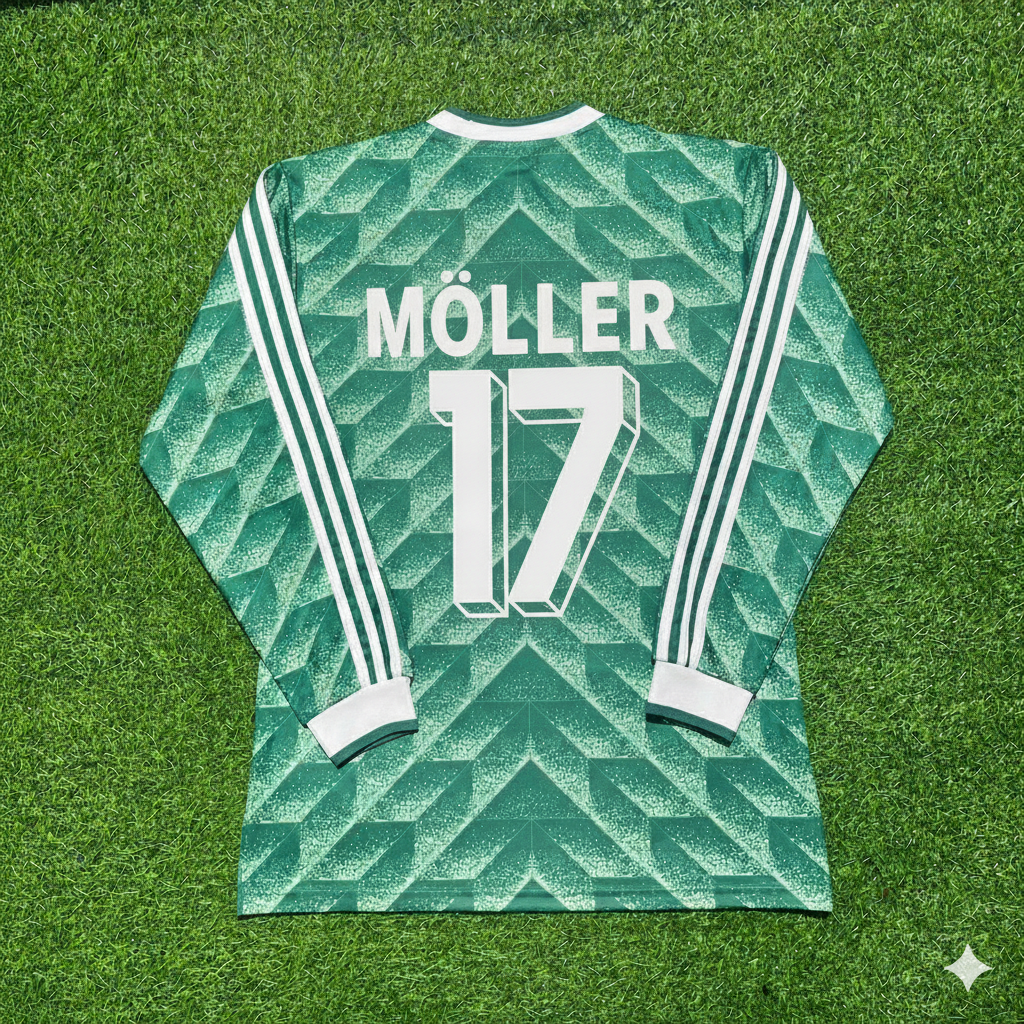 Germany 1990 World Cup Green Long Sleeve Football Jersey – Andreas Möller – Back View