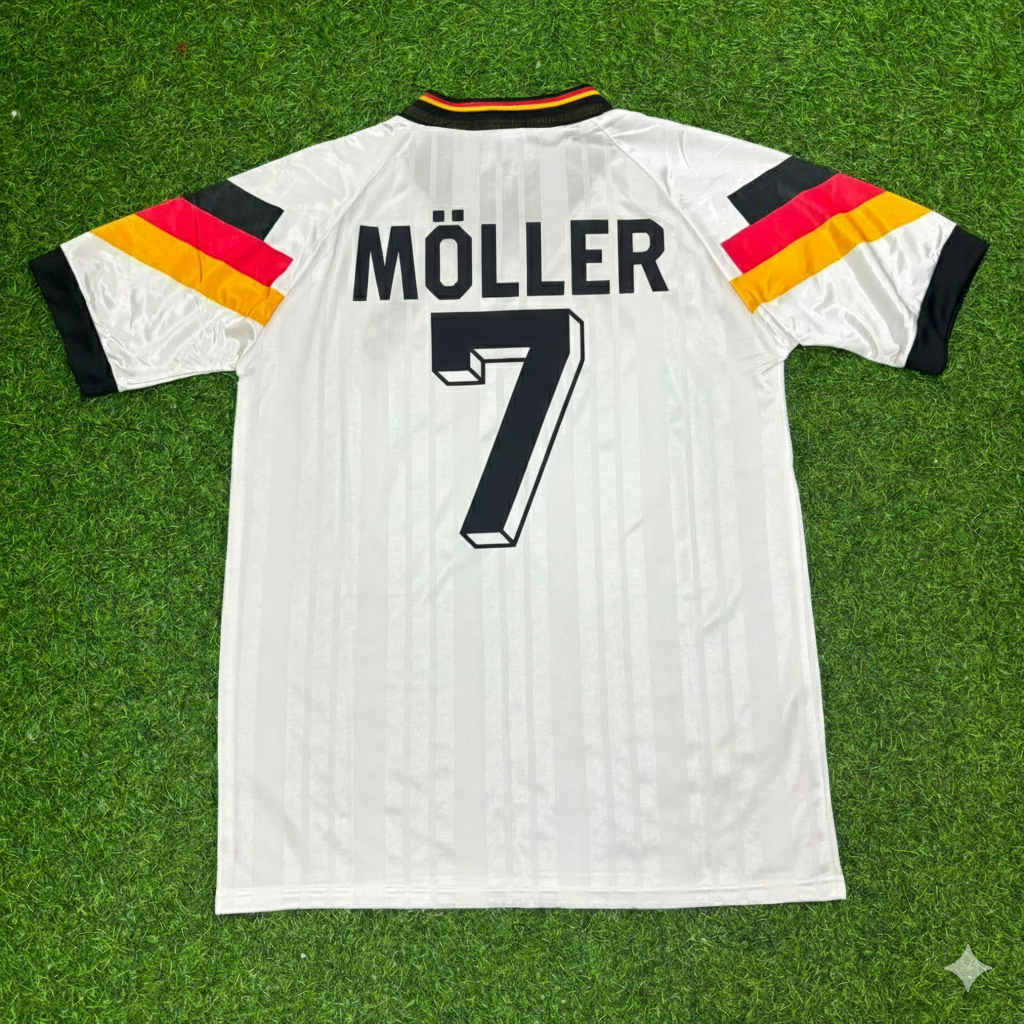 1992 Andreas Möller Germany Retro Football Jersey – Back View