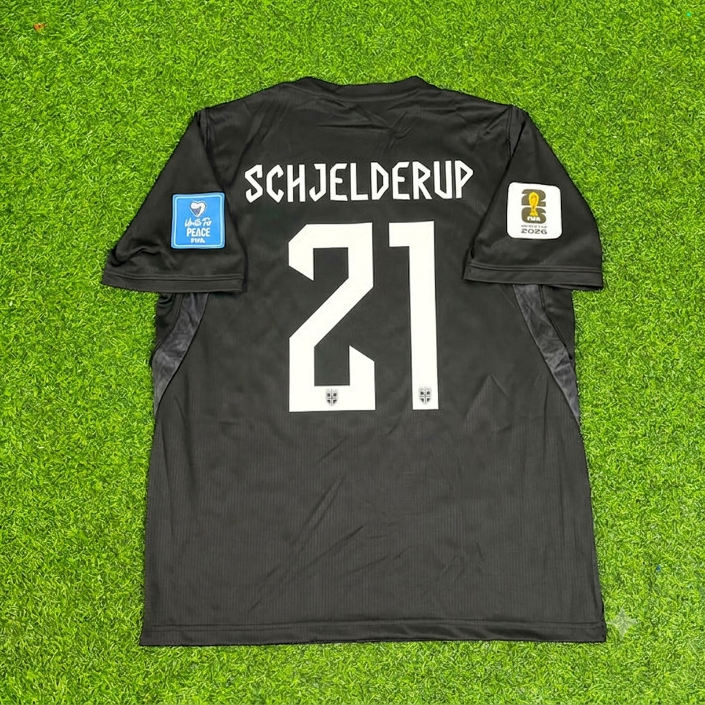 Andreas Schjelderup #21 Norway 2026 World Cup Away Black Football Jersey – Back View