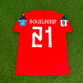 Andreas Schjelderup #21 Norway 2026 World Cup Home Football Jersey – Back View