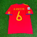 2010 Spain World Cup Andrés Iniesta #6 Retro Football Jersey – Back View