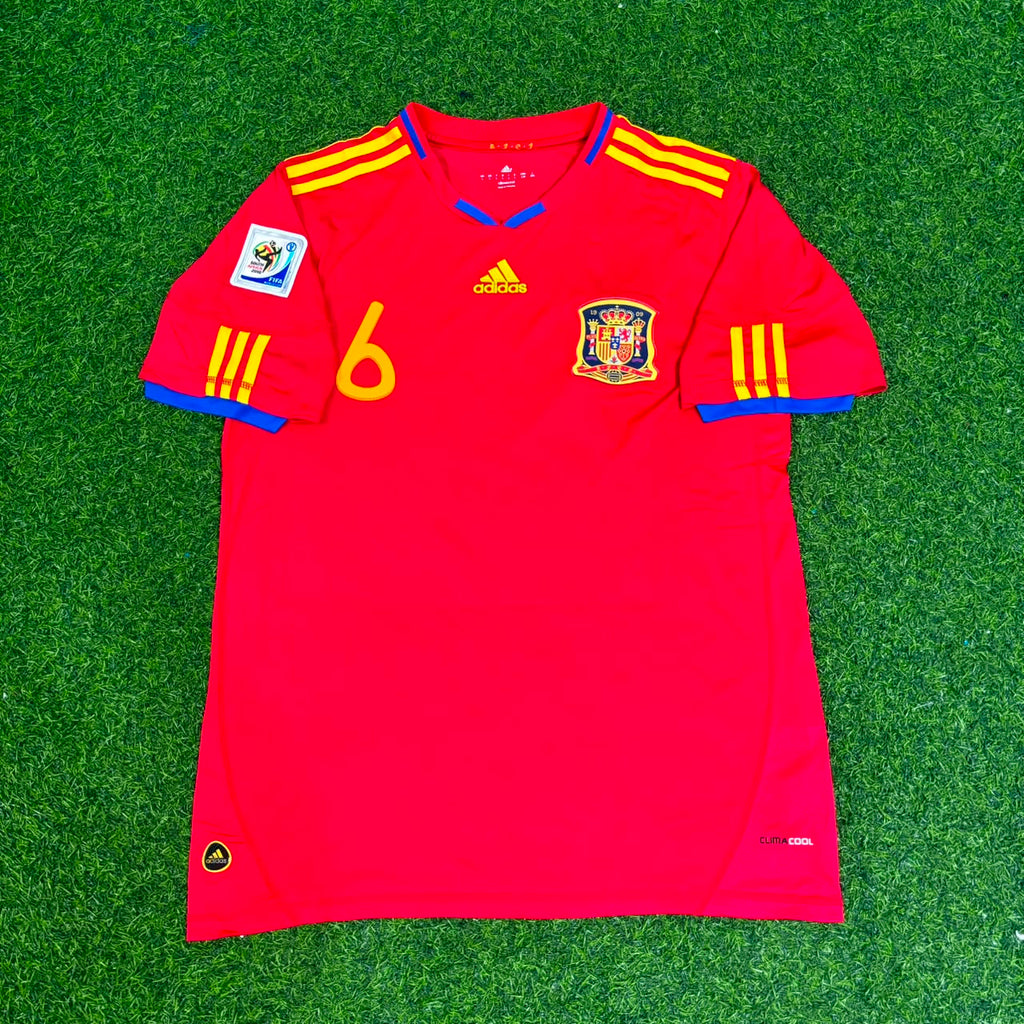 2010 Spain World Cup Andrés Iniesta #6 Retro Football Jersey – Front View