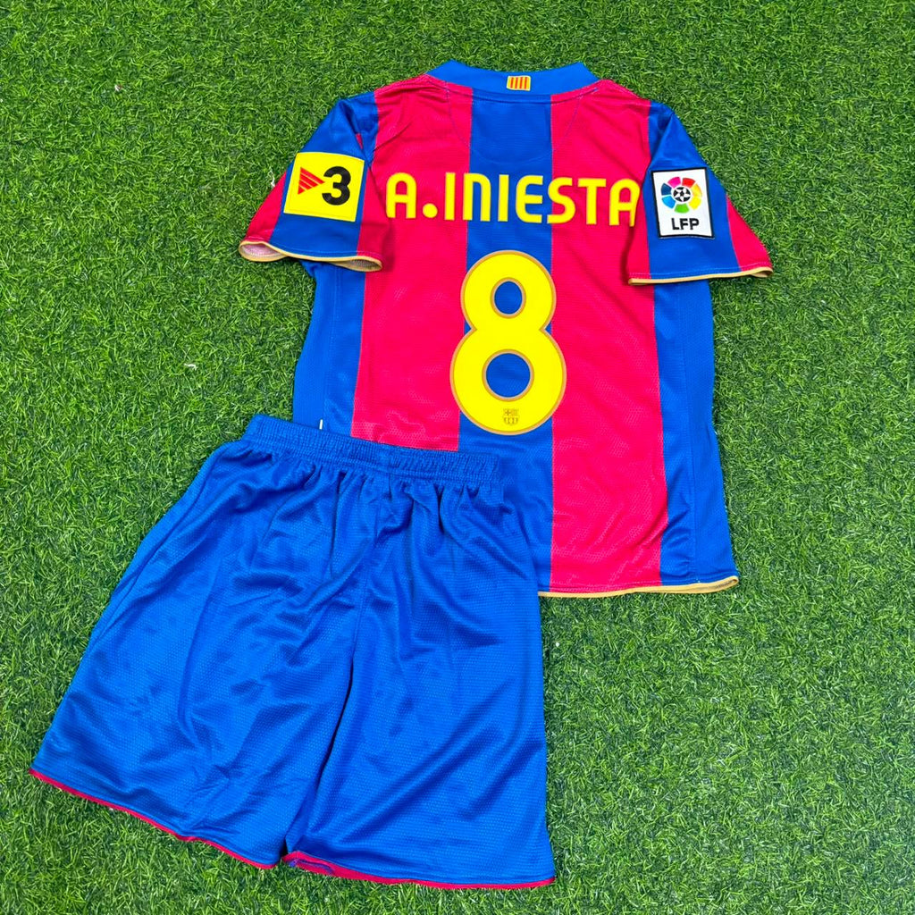 Barcelona 2007/2008 Retro KIDS Football Jersey – Andrés Iniesta 8- – Back View