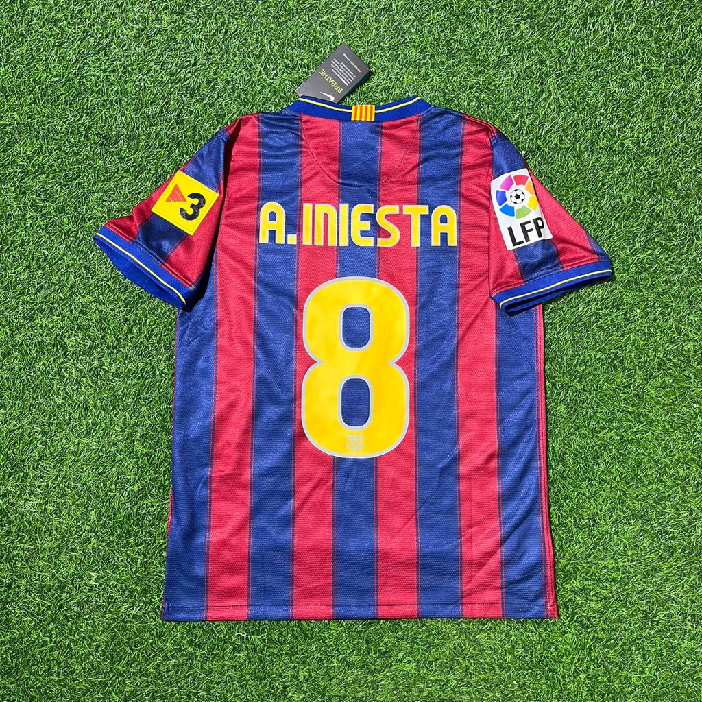 2009/10 Andres Iniesta 8 - Barcelona Home Retro Football Jersey – Back View