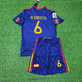Spain 2010 World Cup Final Retro Kids Football Jersey – Andrés Iniesta 6 – Back View