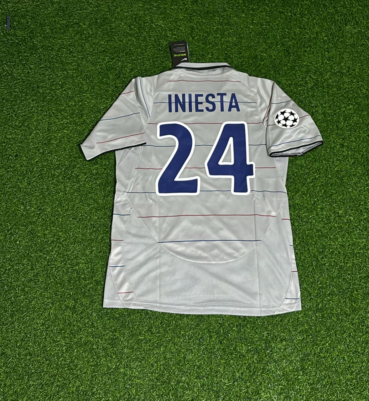 2004/05 Andres Iniesta 24 - Barcelona Blue Garnet Retro Football Jersey – Back View